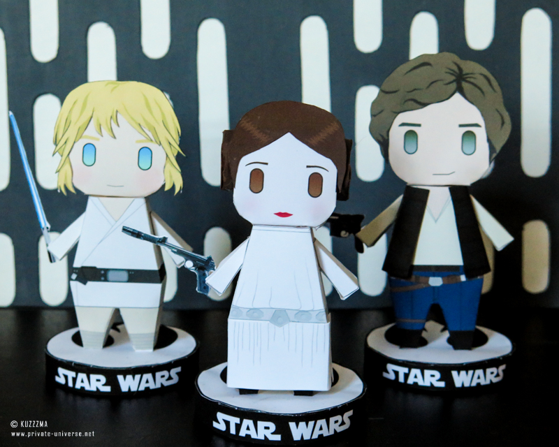 Paperized Star Wars Han Solo, Luke Skywalker and Leia Skywalker