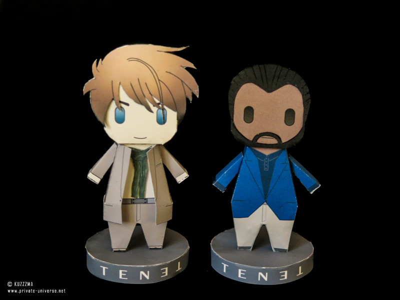 Paperized Tenet Neil and Protagonist papertoys